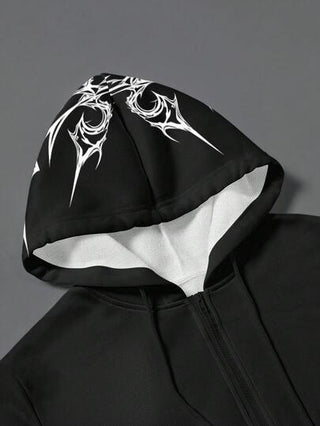 Manfinity EMRG بلوفر كاجوال فضفاض مزود بسحاب وقبعة، طراز 2000