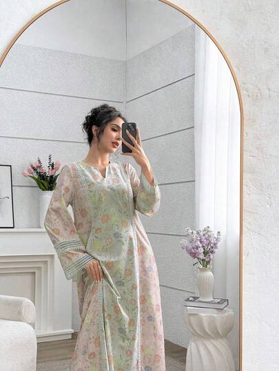 Yasmyna فستان فضفاض أنيق للنساء مصنوع من رقعة الدانتيل الزهري الرومانسي