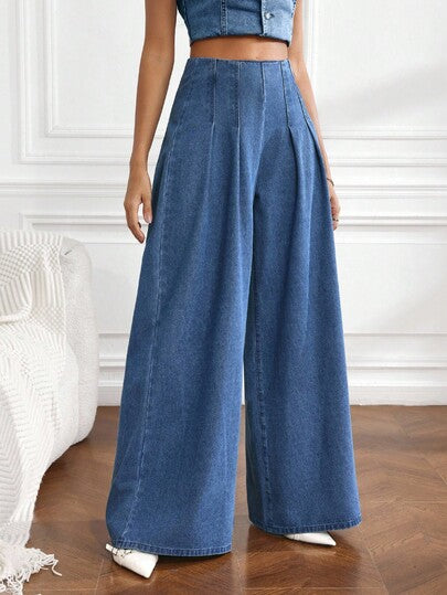 SHEIN Tall سراويل جينز نسائية ذات خصر عالي وقصة واسعة وفضفاضة وكاجوال متعددة الاستخدامات