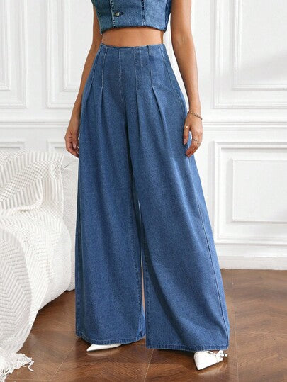 SHEIN Tall سراويل جينز نسائية ذات خصر عالي وقصة واسعة وفضفاضة وكاجوال متعددة الاستخدامات
