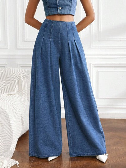 SHEIN Tall سراويل جينز نسائية ذات خصر عالي وقصة واسعة وفضفاضة وكاجوال متعددة الاستخدامات