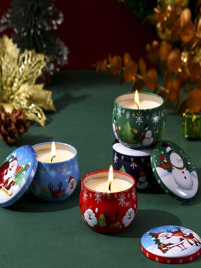 شمعة معطرة بموضوع عيد الميلاد في وعاء، عطر جو الأعياد الديكوري، هدية إبداعية لديكور المنزل وزينة عيد الميلاد، ديكور الغرفة، هدايا عيد الميلاد