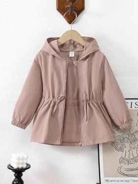 SHEIN Elladie kids 1 قطعة جاكيت كاجوال ذات لون أحادي مع تصميم الخصر مناسبة للفتاة الصغيرة، مناسبة للارتداء في فصلي الخريف والشتاء، مناسبة للمدرسة والأنشطة الخارجية والتجمعات العائلية، توفر الدفء والراحة