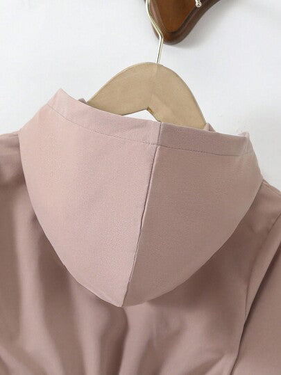 SHEIN Elladie kids 1 قطعة جاكيت كاجوال ذات لون أحادي مع تصميم الخصر مناسبة للفتاة الصغيرة، مناسبة للارتداء في فصلي الخريف والشتاء، مناسبة للمدرسة والأنشطة الخارجية والتجمعات العائلية، توفر الدفء والراحة