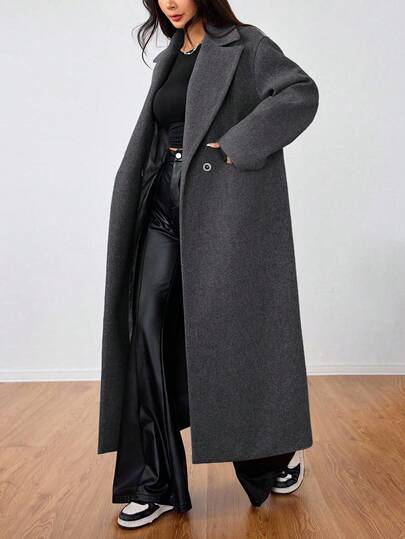 SHEIN Unity معطف طويل كاجوال بياقة