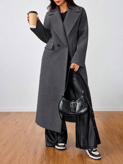 SHEIN Unity معطف طويل كاجوال بياقة