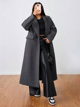 SHEIN Unity معطف طويل كاجوال بياقة
