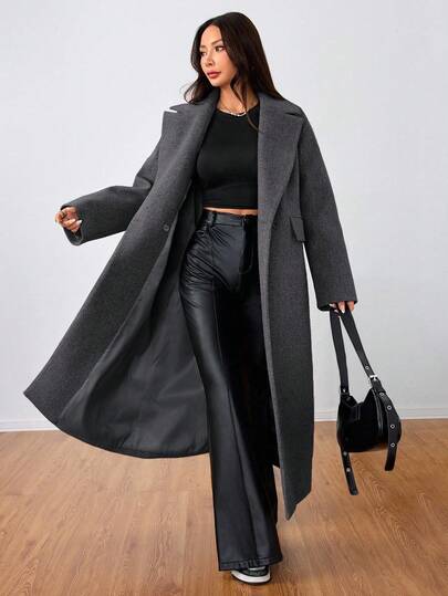 SHEIN Unity معطف طويل كاجوال بياقة