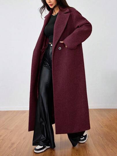 SHEIN Unity معطف طويل كاجوال بياقة