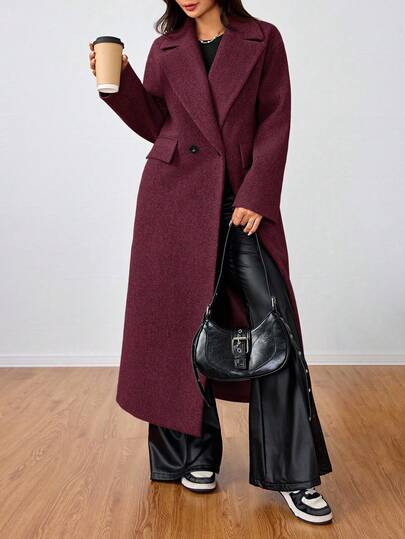 SHEIN Unity معطف طويل كاجوال بياقة