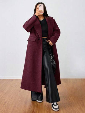 SHEIN Unity معطف طويل كاجوال بياقة