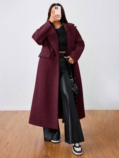 SHEIN Unity معطف طويل كاجوال بياقة