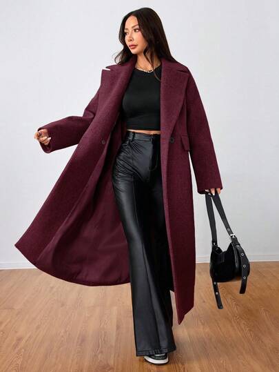 SHEIN Unity معطف طويل كاجوال بياقة