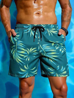 Surfspeed شورتات كاجوال للرجال مطبوعة بنقشات نباتية، صيفية، سراويل رياضية خارجية للسباحة، ملابس شاطئ هاواي، سراويل سباحة متطابقة للرجال