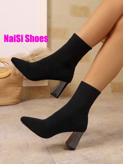 - بوت نسائية ذات كعب سميك وأصبع مدبب موديل 2025 الجديد - بوت ضيقة مرنة - بوت جوارب - بوت كاحل قصيرة ذات كعب عالي - بوت مزودة بأشرطة - بوت دافئة باللون الأسود - بوت كاحل متوسطة الطول ذات كعب سميك - بوت مريحة وأنيقة ذات أصبع مدبب وكعب عالي - بوت كاجوال أنيق