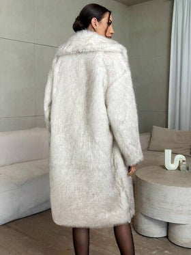 Firerie معطف فرو صناعي أنيق طويل للنساء في فصل الخريف والشتاء