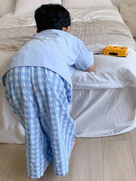Dazy Kids مجموعة من قميص كنزة بأكمام قصيرة ذو لون أحادي وبنطال قطني مربع لأطفال الحضانة، ملابس كاجوال للربيع/الصيف، قطعتان رمضان