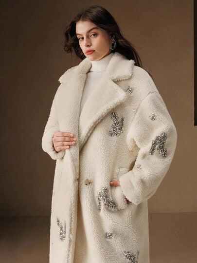 Anewsta معاطف كاجوال طويلة الأكمام مزينة بفرو اصطناعي دافئة للنساء ذوات الأحجام الكبيرة، خريف/شتاء