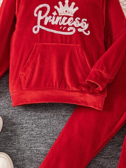SHEIN Elladie kids مجموعة ملابس رياضية كاجوال مريحة للبنات بأكمام طويلة وقبعة، للخريف، 2 قطعة