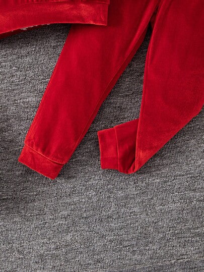 SHEIN Elladie kids مجموعة ملابس رياضية كاجوال مريحة للبنات بأكمام طويلة وقبعة، للخريف، 2 قطعة