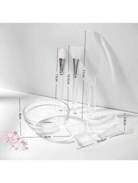 HMQ beauty 5 قطع مجموعة فرشاة الوجه وطبق الطين وملعقة لخلط وتطبيق أقنعة الوجه، طبق أقنعة الوجه، فرشاة أقنعة الوجه، عصا شفافة أداة تجميل