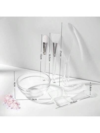 HMQ beauty 5 قطع مجموعة فرشاة الوجه وطبق الطين وملعقة لخلط وتطبيق أقنعة الوجه، طبق أقنعة الوجه، فرشاة أقنعة الوجه، عصا شفافة أداة تجميل