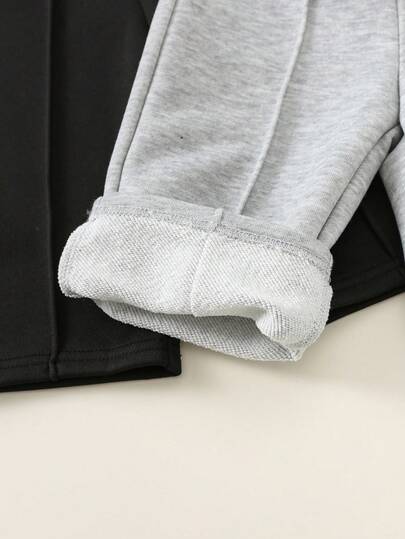 SHEIN قطعتان من بناطيل واسعة الساق مع خصر مرن وسحاب للأطفال/الأولاد الصغار، متعددة الاستخدامات للمدرسة والمنزل والخروجات، موضة، مناسبة للربيع والخريف والشتاء