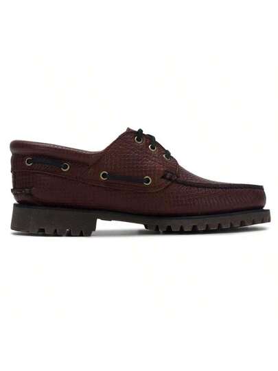 Timberland بوت قارب أصلي، بني متوسط، جلد كامل الحبة، بوت رجالية، بوت كاجوال منخفضة القمة مريحة للاستخدام اليومي، A2PDQEM4