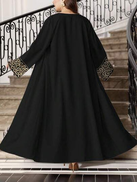 SHEIN Najma عباية أنثوية كاجوال بأكمام طويلة وطبعات زهرية، مقاسات كبيرة، للربيع والخريف