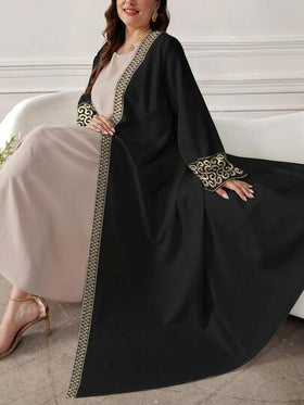 SHEIN Najma عباية أنثوية كاجوال بأكمام طويلة وطبعات زهرية، مقاسات كبيرة، للربيع والخريف