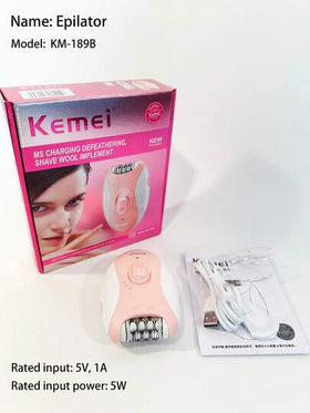 Kemei جهاز كهربائي لإزالة الشعر كيميبراند KM-189B لنساء - مزيل الشعر تحت الإبط، مقص الشعر اللاسلكي، قابل للشحن عبر USB لإزالة الشعر من الإبط، الساقين والأماكن الحساسة
