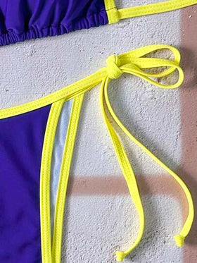 مجموعة بكيني بطبعة نمر بدون ظهر (ملابس علوية وأسفل)، كاجوال للصيف والعطلات