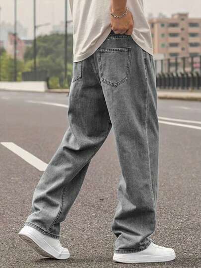 1pc Men's Straight Regular Fit Light Blue Casual Comfortable Denim Jeans, Suitable For Urban Walking And Outdoor Activities, Spring/Summer