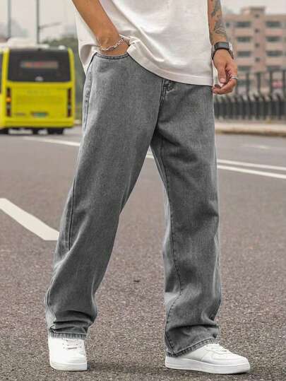 1pc Men's Straight Regular Fit Light Blue Casual Comfortable Denim Jeans, Suitable For Urban Walking And Outdoor Activities, Spring/Summer