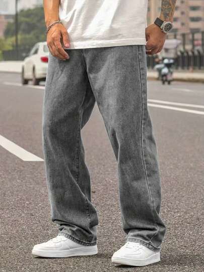 1pc Men's Straight Regular Fit Light Blue Casual Comfortable Denim Jeans, Suitable For Urban Walking And Outdoor Activities, Spring/Summer