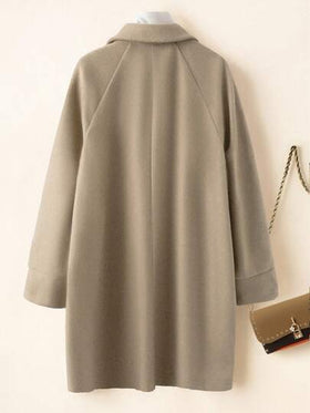 SHEIN LUNE معطف كاجوال مزدوج الصدر دافئ، خريف/شتاء