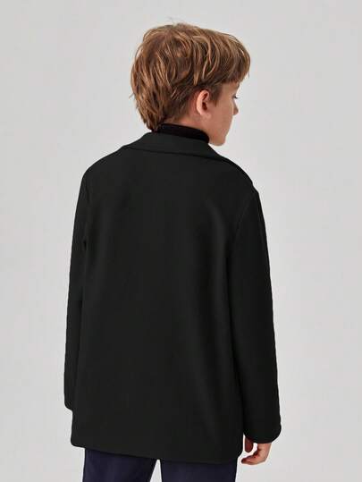 SHEIN جاكيت رسمية كاجوال ذات لون واحد للأولاد المراهقين، بطراز بريطاني