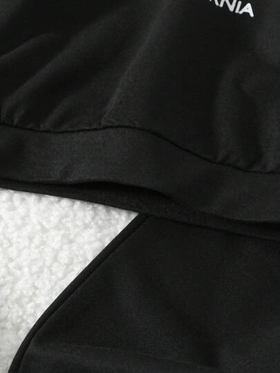 SHEIN مجموعة بنطلون رياضي وبلوزة كم طويل للأطفال الرضع البنين/البنات، بلوزة رمادية داكنة بياقة طاقية مطبوع عليها حرف أبيض، مناسبة للارتداء اليومي والمناسبات، ملابس عادية للأطفال الرضع، ملابس شارع للأطفال الرضع، ملابس أطفال رضع شتوية