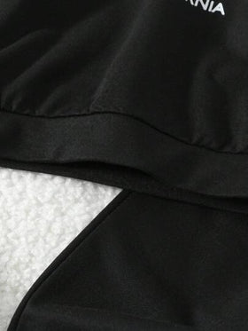 SHEIN مجموعة بنطلون رياضي وبلوزة كم طويل للأطفال الرضع البنين/البنات، بلوزة رمادية داكنة بياقة طاقية مطبوع عليها حرف أبيض، مناسبة للارتداء اليومي والمناسبات، ملابس عادية للأطفال الرضع، ملابس شارع للأطفال الرضع، ملابس أطفال رضع شتوية