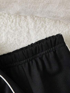 SHEIN مجموعة بنطلون وبلوزة مقنعة للأطفال الصغار، موديل جديد للخريف/الشتاء، بلوزة مقنعة بأكمام طويلة وسحاب ملون وبنطلون مخطط، ملابس كاجوال مريحة للاستخدام اليومي، مناسبة للتنسيق العائلي