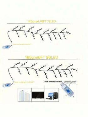 1 قطعة شجرة صناعية بطول 5.9 قدم/1.8 متر، تصميم فرع الصفصاف الناعم والمرن، يعمل بالطاقة عبر USB، 8 أوضاع إضاءة، مناسب لديكور غرفة المعيشة والنوم الداخلية، إضاءة جو، حفلات، أعياد الميلاد، ديكور عيد الميلاد