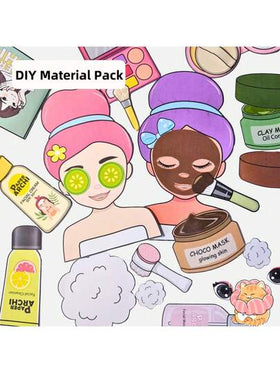 طقم كتاب هادئ DIY للبنات، بموضوع العناية المنعشة بالبشرة الصيفية، منتج غير مكتمل يتطلب الحرف اليدوية والملصقات والرسم