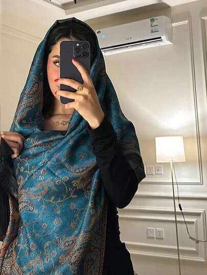وشاح نسائي أنيق دافئ مطبوع بنمط الكاجو، حجاب وشال كلاسيكي بطبعة البيزلي للعباءة والفستان