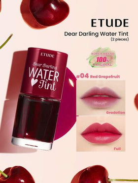 ETUDE 2 قطعة من بلسم الشفاه العزيز، اللون 04 أحمر جريب فروت، لون نابض بالحياة وساطع، مُنكّه بمستخلصات الرمان والجريب فروت المرطبة، يغذي الشفاه، مكياج كوري، جمال كوري، 9 جرام/0.31 أونصة * 2