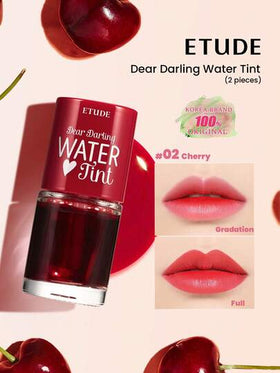 ETUDE 2 قطعة من بلسم الشفاه العزيز، اللون الكرزي 02، لون حيوي وساطع، مُنكّه بمستخلصات الرمان والجريب فروت المرطبة، يغذي الشفاه، مكياج كوري، جمال كوري، 9 جرام/0.31 أونصة * 2