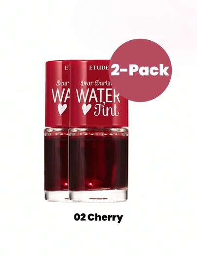 ETUDE 2 قطعة من بلسم الشفاه العزيز، اللون الكرزي 02، لون حيوي وساطع، مُنكّه بمستخلصات الرمان والجريب فروت المرطبة، يغذي الشفاه، مكياج كوري، جمال كوري، 9 جرام/0.31 أونصة * 2