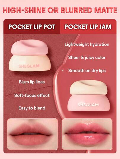 SHEGLAM Bounce Putty Pocket معجون الشفاه-Pomelo Plump روج تنت أرواج علامة تجارية جمال مكياج ميكب مستحضرات تجميل للنساء الفتيات مثالي لفصل الشتاء الربيع مثالي ل- Y2K أزياء أنيقة رمضان هدية حفلة جاهز أفضل لون