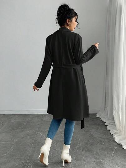 Rafferiza Petite جاكيت نسائية أنيقة بلون أحادي من الجلد المدبوغ المزيف متوسطة الطول عادية الحجم