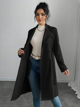 Rafferiza Petite جاكيت نسائية أنيقة بلون أحادي من الجلد المدبوغ المزيف متوسطة الطول عادية الحجم