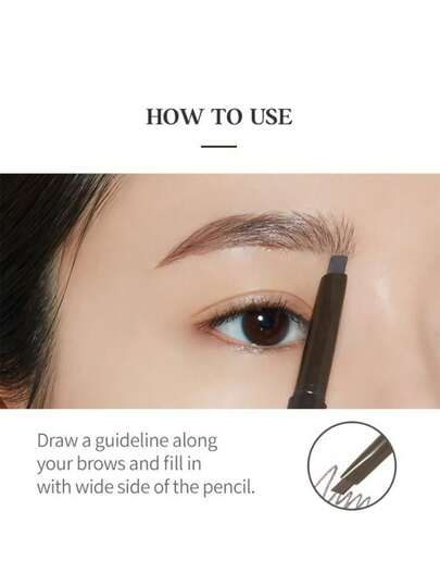 ETUDE قلم حواجب 2 قطعة 0.25 جرام/0.01 أونصة #1 بني داكن، لون دائم، مكياج حواجب طبيعي ناعم للاستخدام اليومي، مستحضرات تجميل كورية، طقم هدايا
